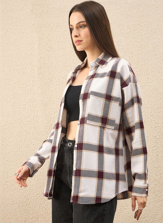 CHIMPAAANZEE Women Tartan Checks Checked Casual Shirt - Image 3